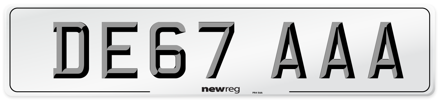 DE67 AAA Number Plate from New Reg